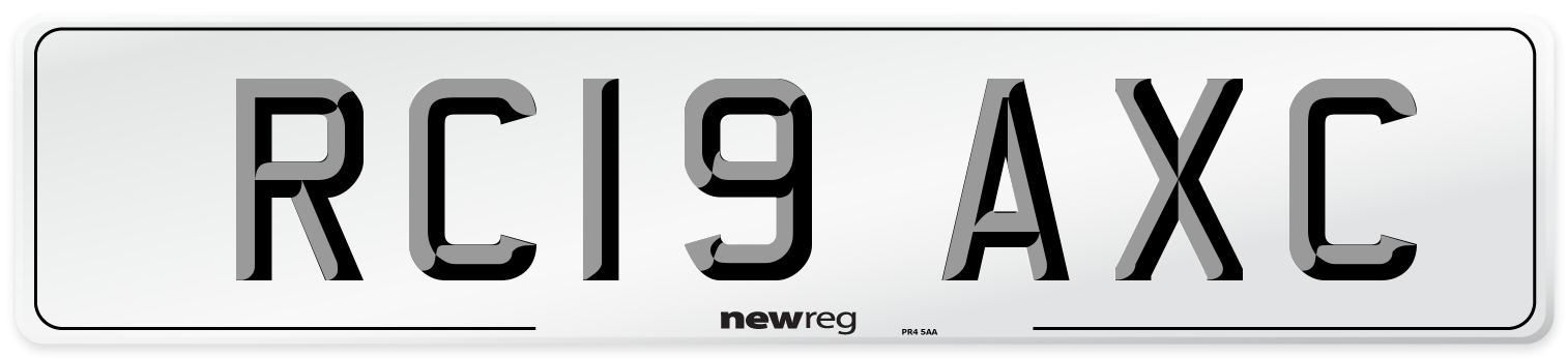 RC19 AXC Number Plate from New Reg